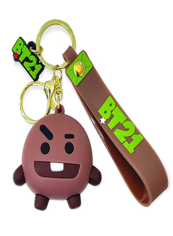 سلسلة مفاتيح AUGEN BT21 6 Action Figure إصدار محدود للسيارة، والزينة، والكعكة، ومكتب العمل، وطاولة الدراسة (عبوة من قطعة واحدة)